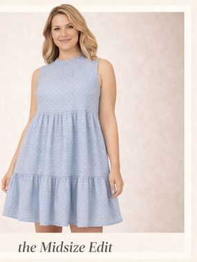 Calvin Klein Blue Sleeveless Tiered Dress | Size 14